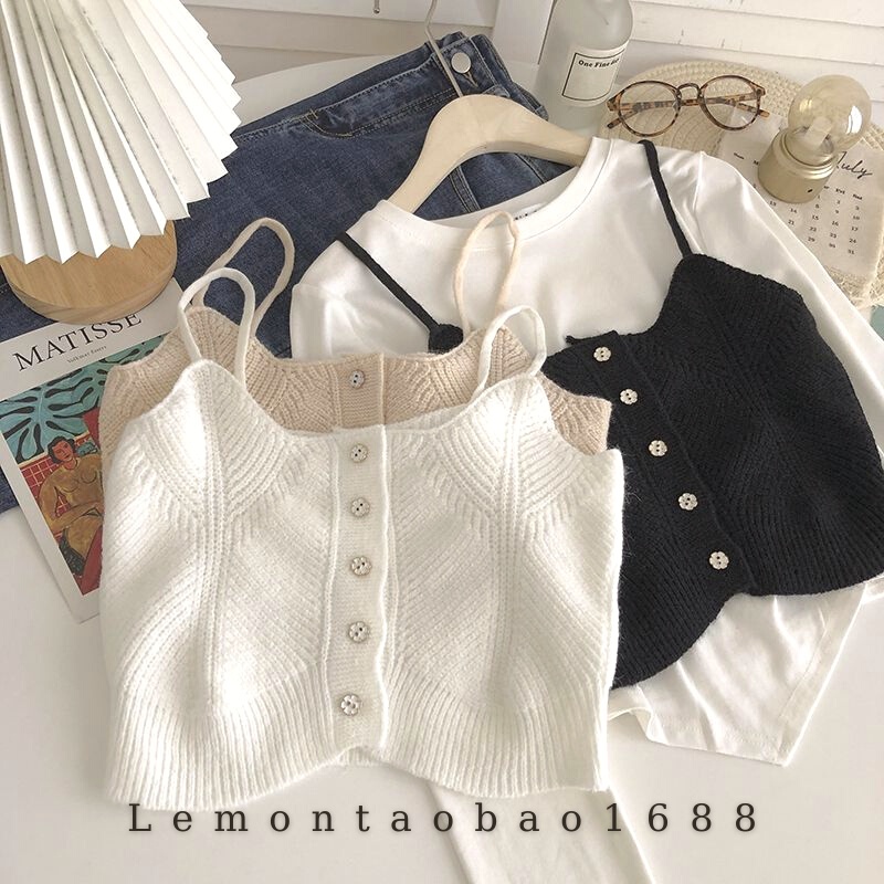 Áo Croptop Chất Len Gân Đẹp Hàng Có Sẵn Lemontaobao phong cách Hàn Quốc