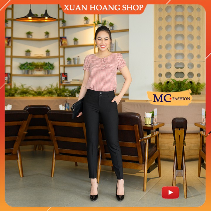 Áo Sơ Mi Nữ Công Sở Mc Fashion, Họa Tiết Kẻ Sọc Caro, Tay Ngắn Cộc, Lỡ, Lửng, Dài. Kiểu Dáng Đẹp, Màu Đỏ Hồng Xanh Ta983