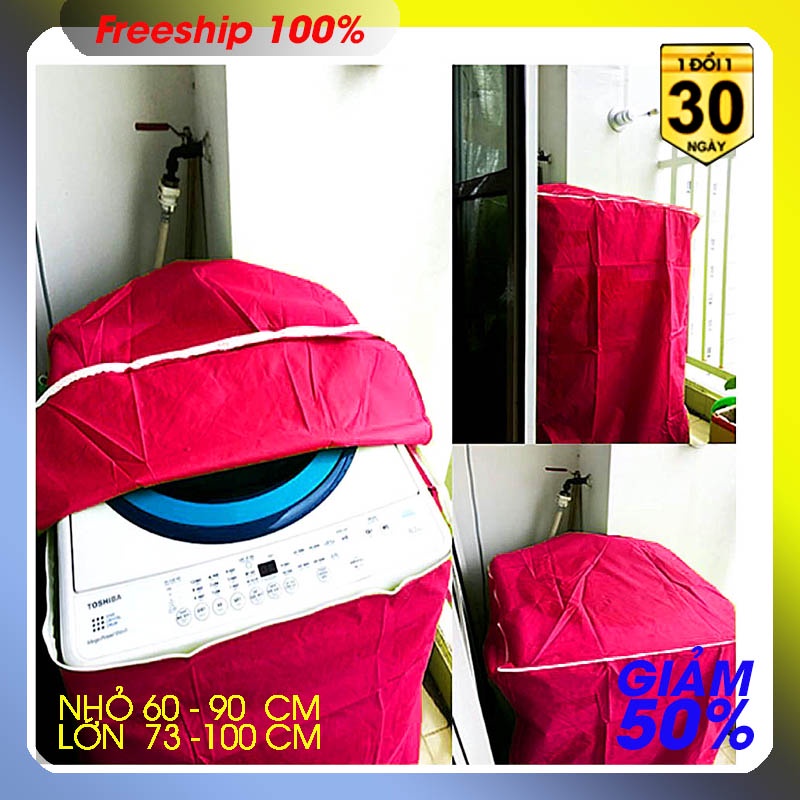 Bọc máy giặt CỬA TRÊN và CỬA DƯỚI , chất liệu vải dù chống thấm nặng 0.4 kg,có dây kéo, có dây ràng, có viền.