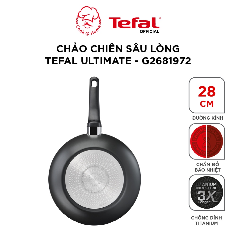 Chảo chiên chống dính sâu lồng Tefal Ultimate dùng cho mọi loại bếp 28cm G2681972