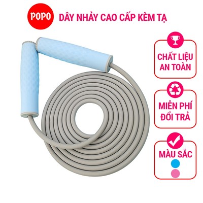 Dây nhảy thể lực POPO chất liệu cao cấp tay cầm bọc silicone êm ái chống tuột khi sử dụng TS88
