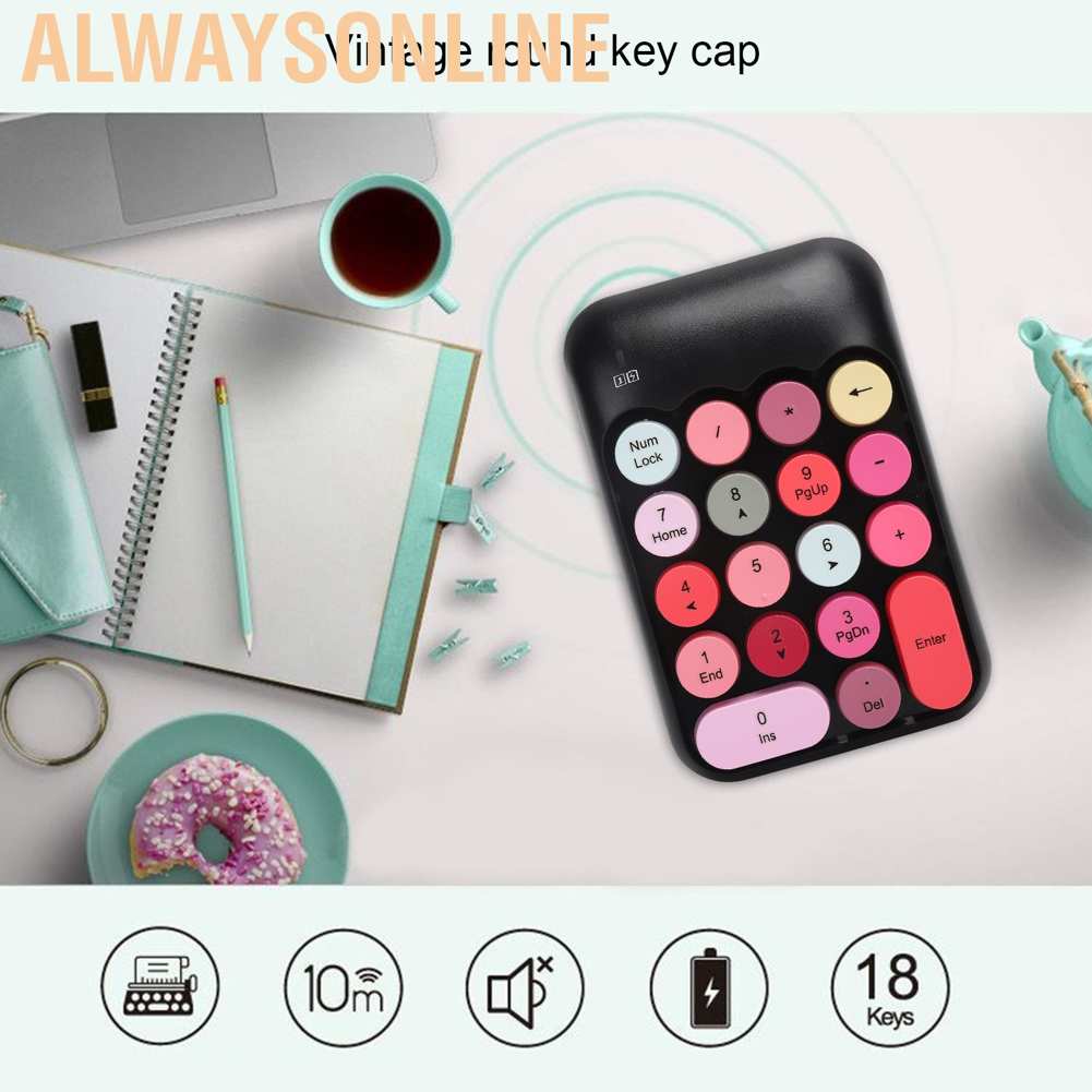Bàn Phím Số 18 Cơ Không Dây Alwaysonline 2.4g