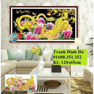 Tranh đính đá long phụng sum vầy kt 120x65cm
