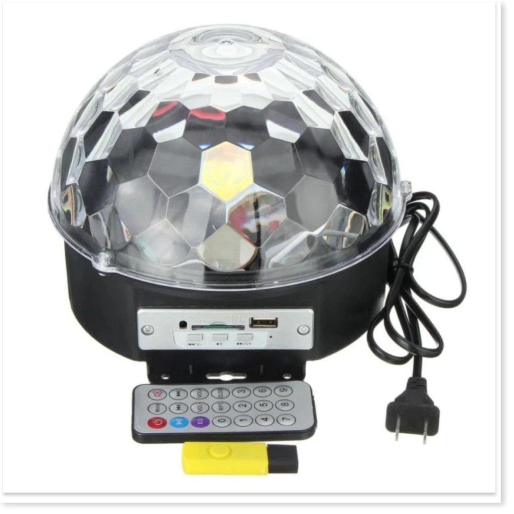 Đèn led quả cầu cảm ứng đèn pha lê 7 màu nháy xoay theo nhạc + Usb + Remote