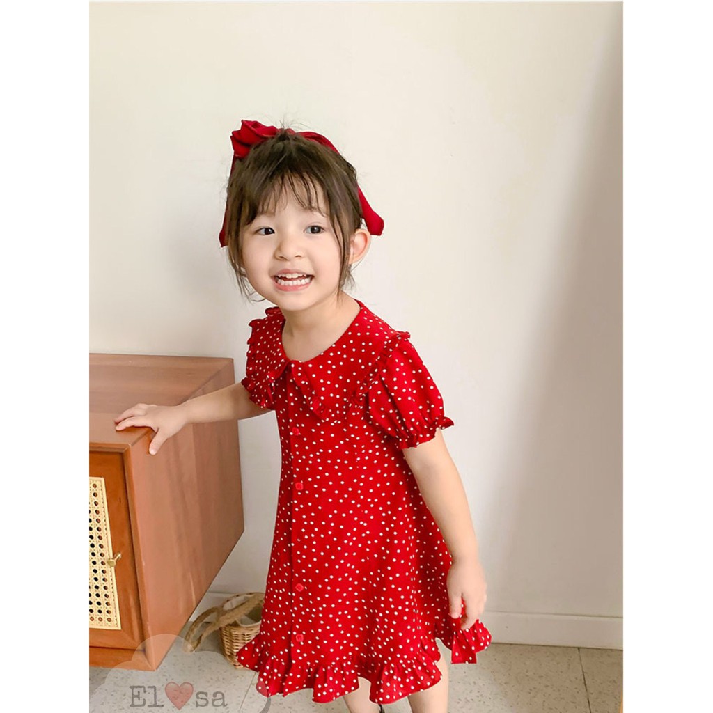 Váy/Jumpsuit Thô Lụa Mềm Đẹp Họa Tiết Chấm Bi Cho Bé Gái V279 - NamKidShop