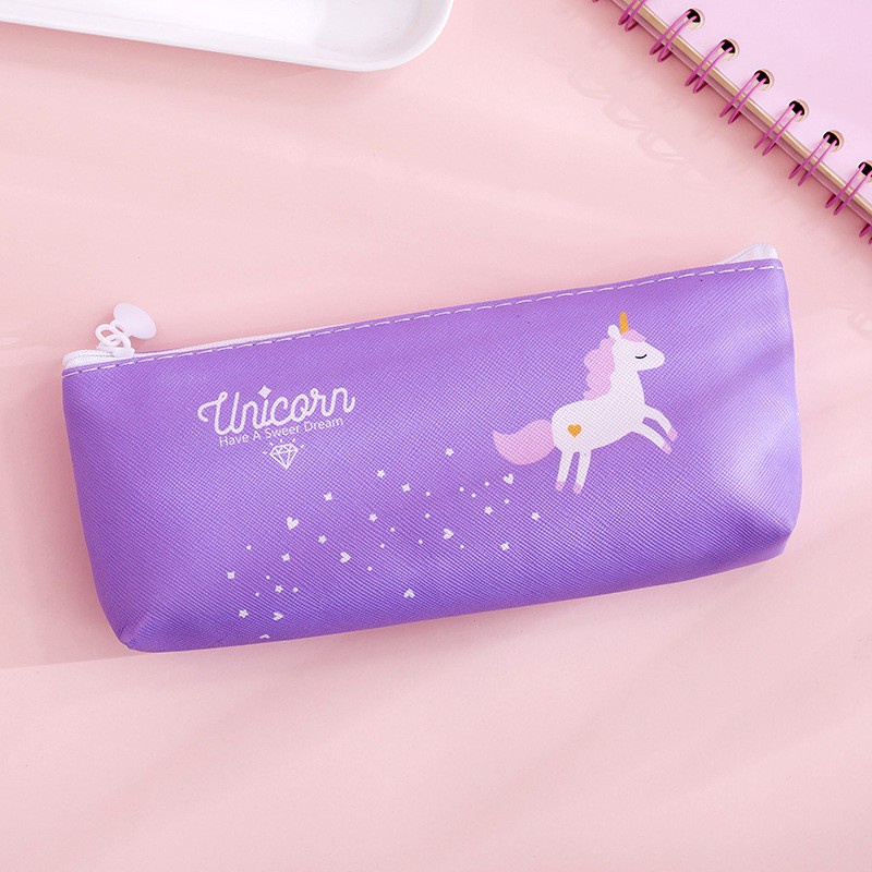 Hộp bút vải canvas hình unicorn cute dễ thương xinh xắn