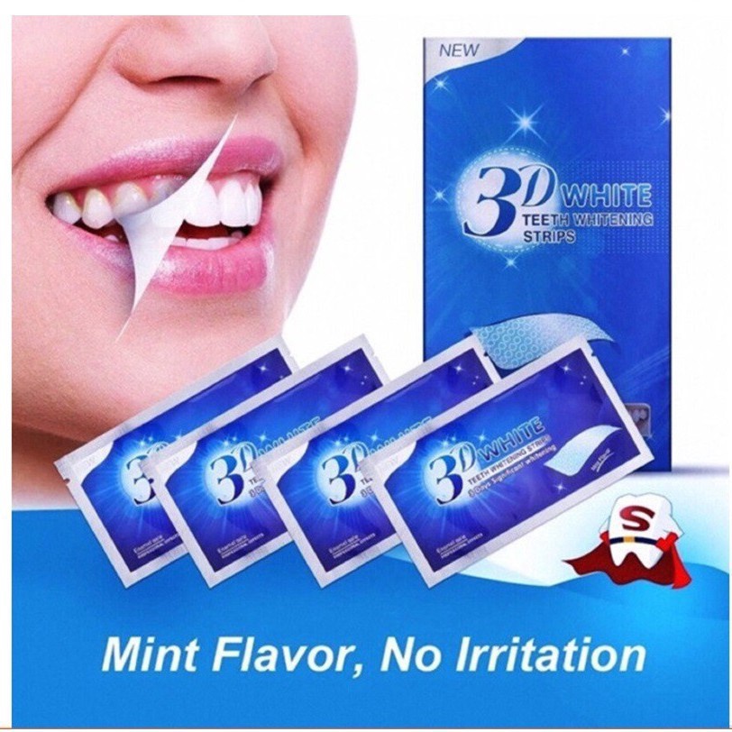 Hộp 7 Gói 14 Miếng dán trắng răng tiện lợi 3D White Teeth Whitening Strips