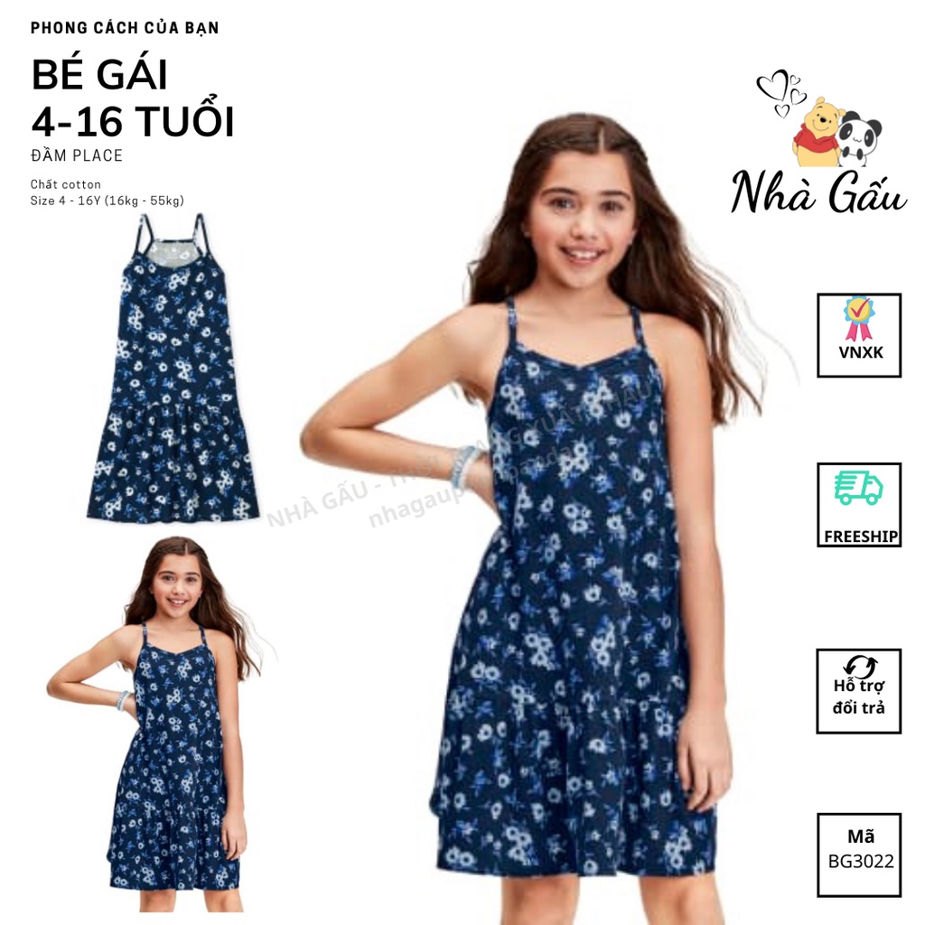 Đầm hai dây xanh hoa size đại  BG2261
