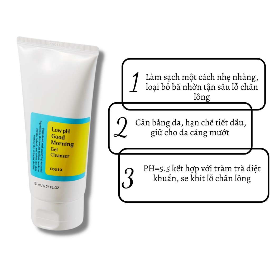Sữa rửa mặt Cosrx Low PH Good Morning Gel Cleanser giảm mụn dịu nhẹ RM01 | BigBuy360 - bigbuy360.vn