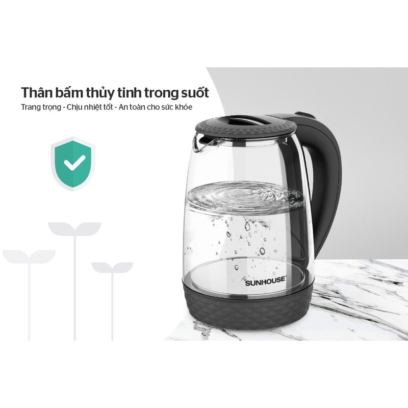 ẤM SIÊU TỐC THUỶ TINH SUNHOUSE 1.8L