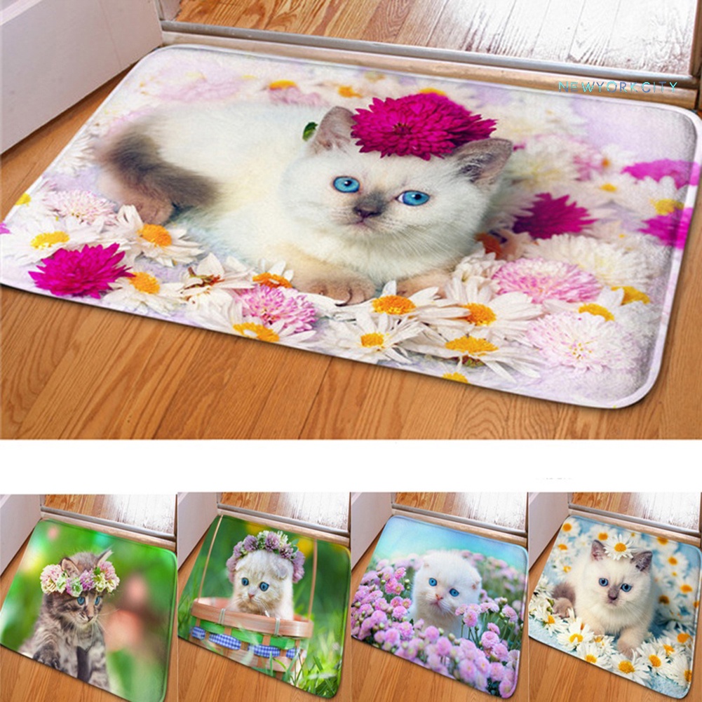 Thảm lót cửa chùi chân Chống Trượt In Hình Mèo 3D