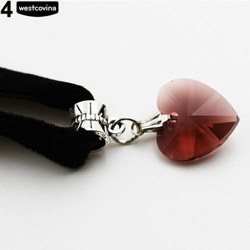 Vòng cổ choker trang trí mặt đá màu hình trái tim sành điệu cho nữ