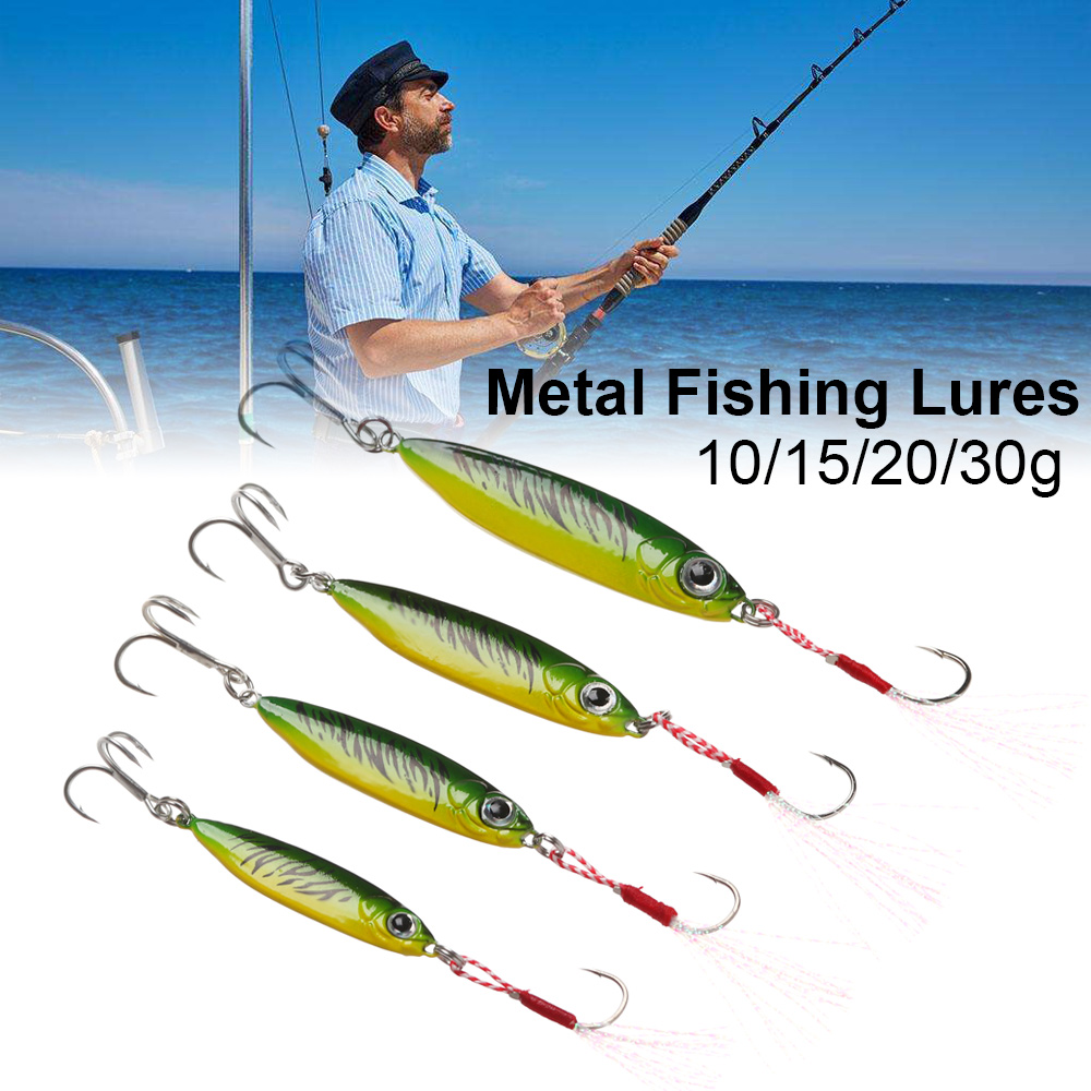 Mồi Câu Cá Giả Bằng Kim Loại Gắn Lông Vũ Nhiều Màu Sắc 10/15/20/30g