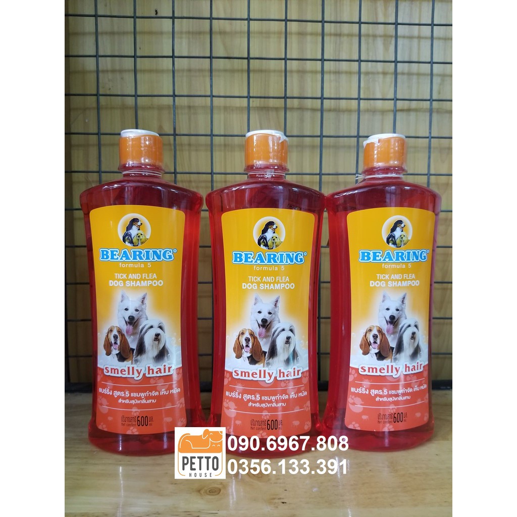 Sữa tắm trị ve, bọ chét cho chó BEARING TICK & FLEA SHAMPOO SMELLY HAIR 600ML