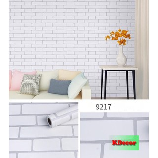 [Hàng mới] 10m Giấy Dán Tường Gạch trắng sữa có keo sẵn khổ 45cm