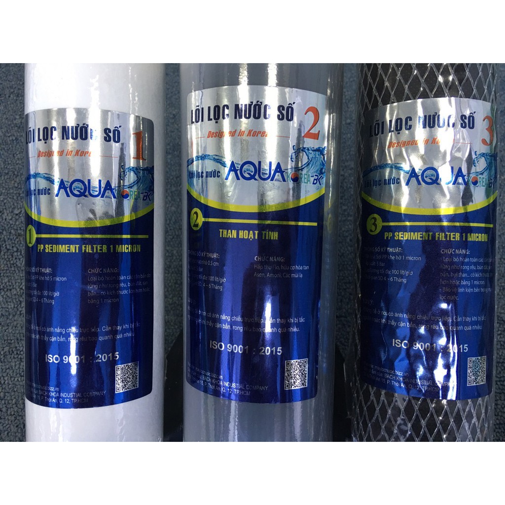 [Mã ELFLASH5 giảm 20K đơn 50K] Bộ 3 lõi lọc Aqua 123 dành cho nước giếng khoan, nước cứng. | BigBuy360 - bigbuy360.vn