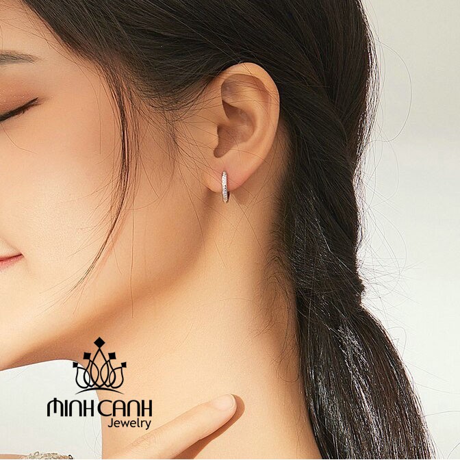 Bông Tai Bạc Hình Trái Tim Khóa Bấm - Minh Canh Jewelry