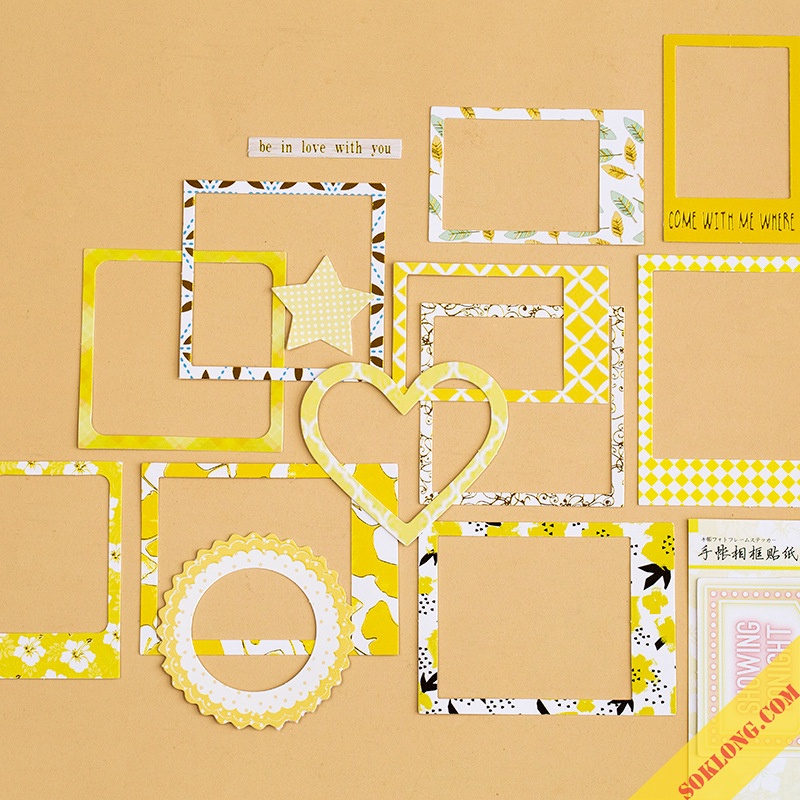 Bộ sticker khung ảnh, nhãn dán viền khung cửa sổ dễ thương trang trí nhật ký, album, sổ tay