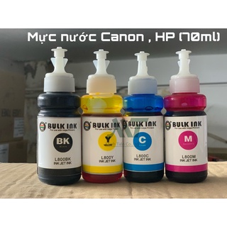 Bộ (4chai) Mực nước dùng cho in phun màu HP, Ca.non G1000 / G2000 / G3000 ( Đen / Xanh / Đỏ / Vàng )70ML