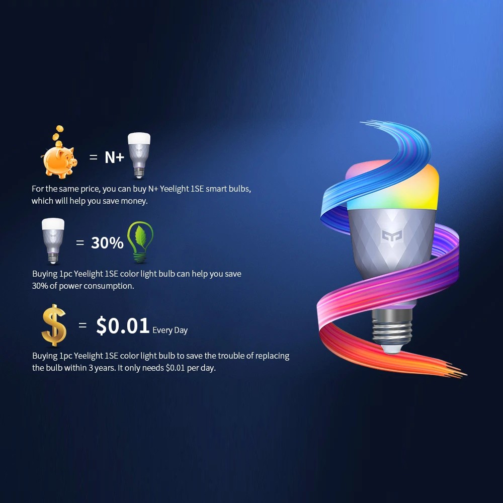 GOOGLE Bóng Đèn LED Thông Minh Xiaomi Youpin Yeelight 1SE E27 6W RGBW Điều Khiển Từ Xa Bằng Điện Thoại