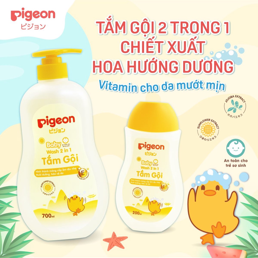 Sữa Tắm Gội Toàn Thân Cho Trẻ Em Pigeon Chính Hãng 700ml và 200ml