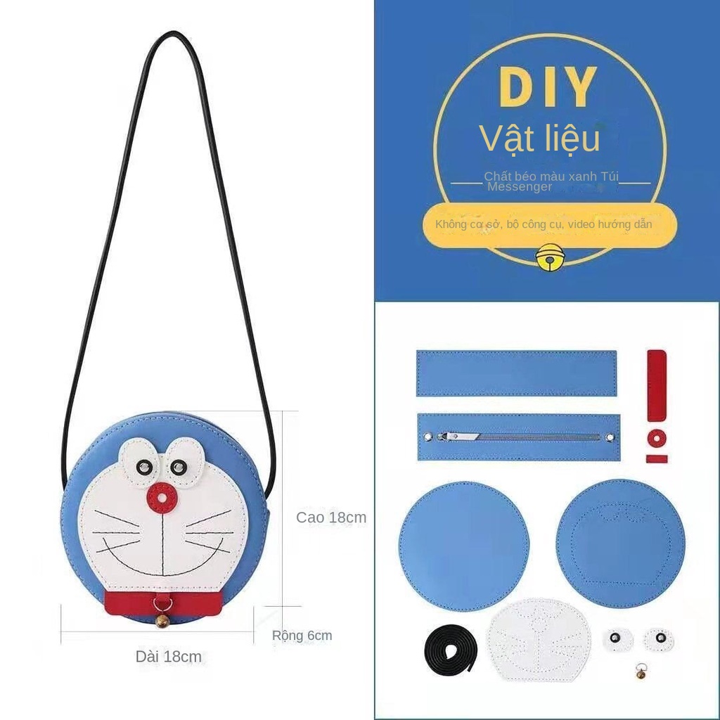 Nguyên liệu làm túi tròn đeo chéo/ một bên vai phong cách hoạt hình Doraemon thủ công DIY