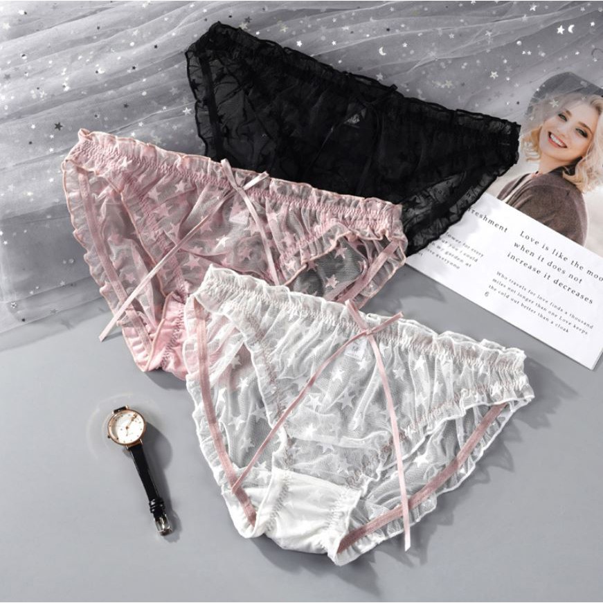 Quần Lót Nữ Ren Lưới Trong Suốt Họa Tiết Ngôi Sao P249