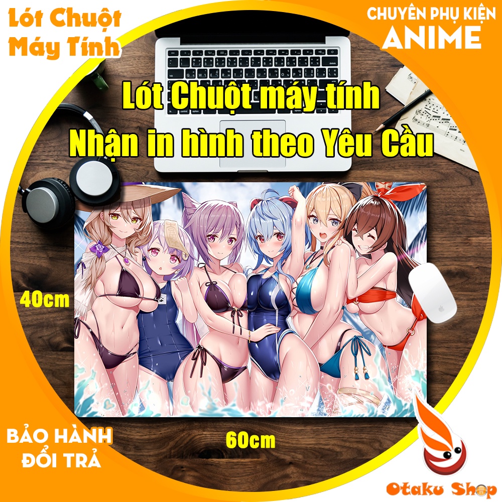 {Mouse pad cỡ lớn} Lót chuột máy tính Games Genshin Impact chất liệu cao su để trên bàn di chuột kích thước 60x40cm