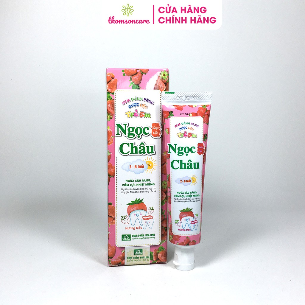 Kem đánh răng thảo mộc Ngọc Châu hương dâu cho trẻ từ 2 - 6 tuổi giảm loét nhiệt miệng đau hàm, sâu răng sữa