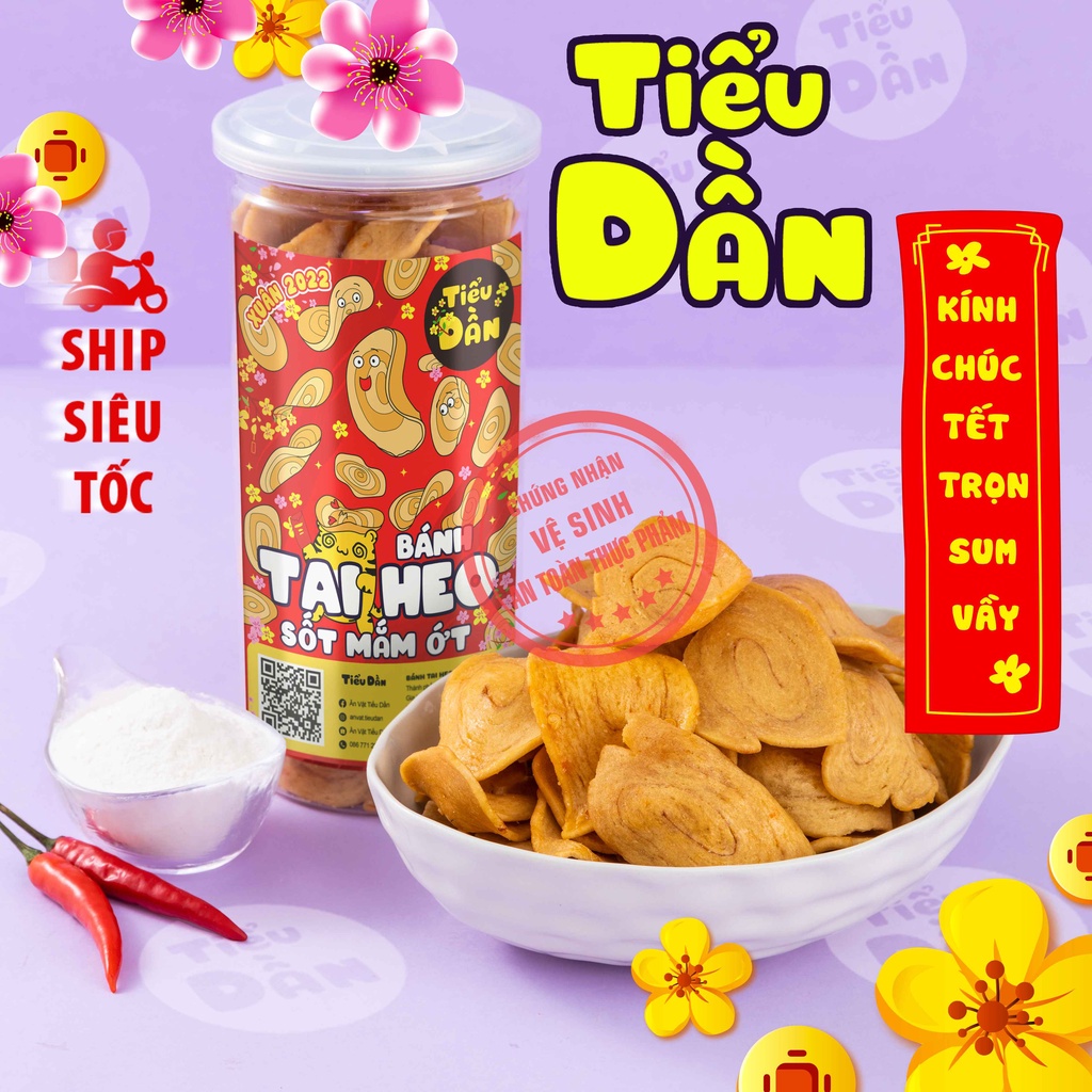 Bánh tai heo sốt mắm ớt Tiểu Dần đồ ăn vặt hũ lớn 250g