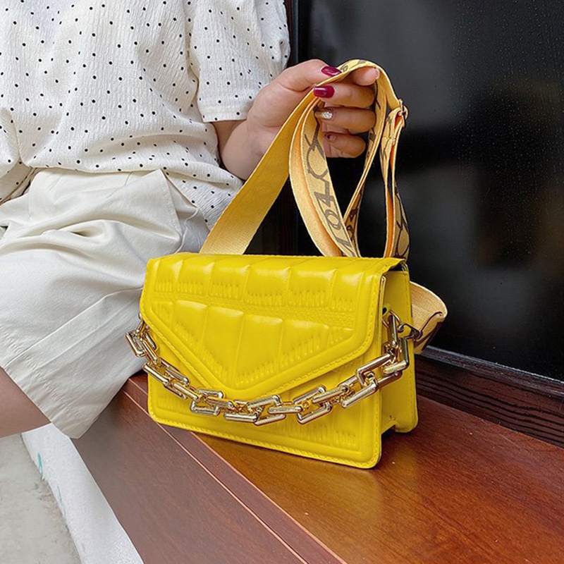 Túi Đeo Vai Dây Xích Bản Rộng In Chữ Phong Cách Hàn Quốc Cho Nữ