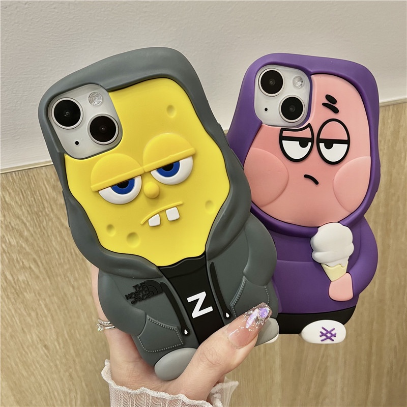 Ốp Điện Thoại Silicon In Hình SpongeBob 3D Dễ Thương Cho iPhone 14 13 12 11 Pro Max XR X XSMAX