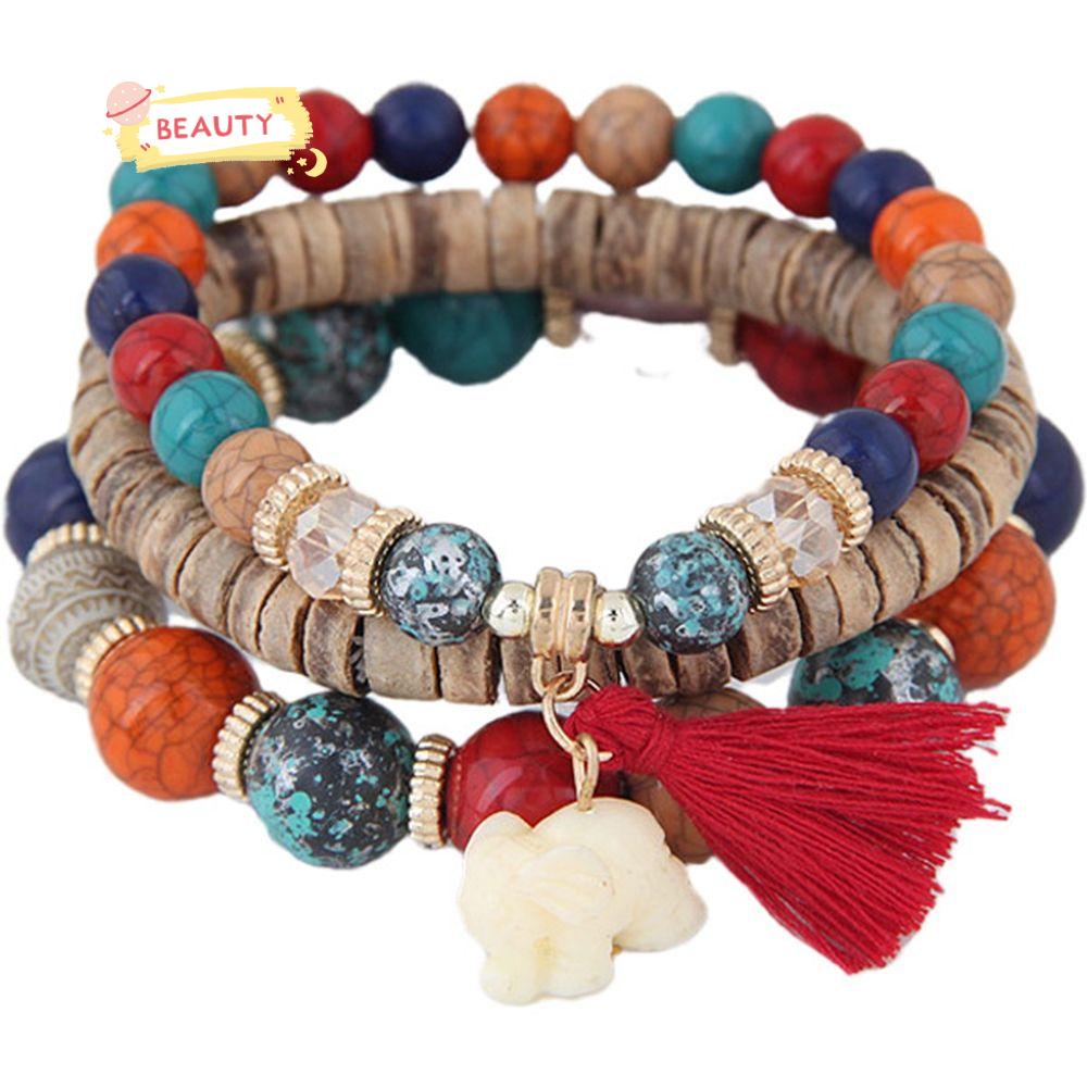 ❈Người Đẹp❈ Bộ Vòng Tay Xâu Hạt Phong Cách Bohemian Thời Trang Đi Biển Mùa Hè Cho Nữ