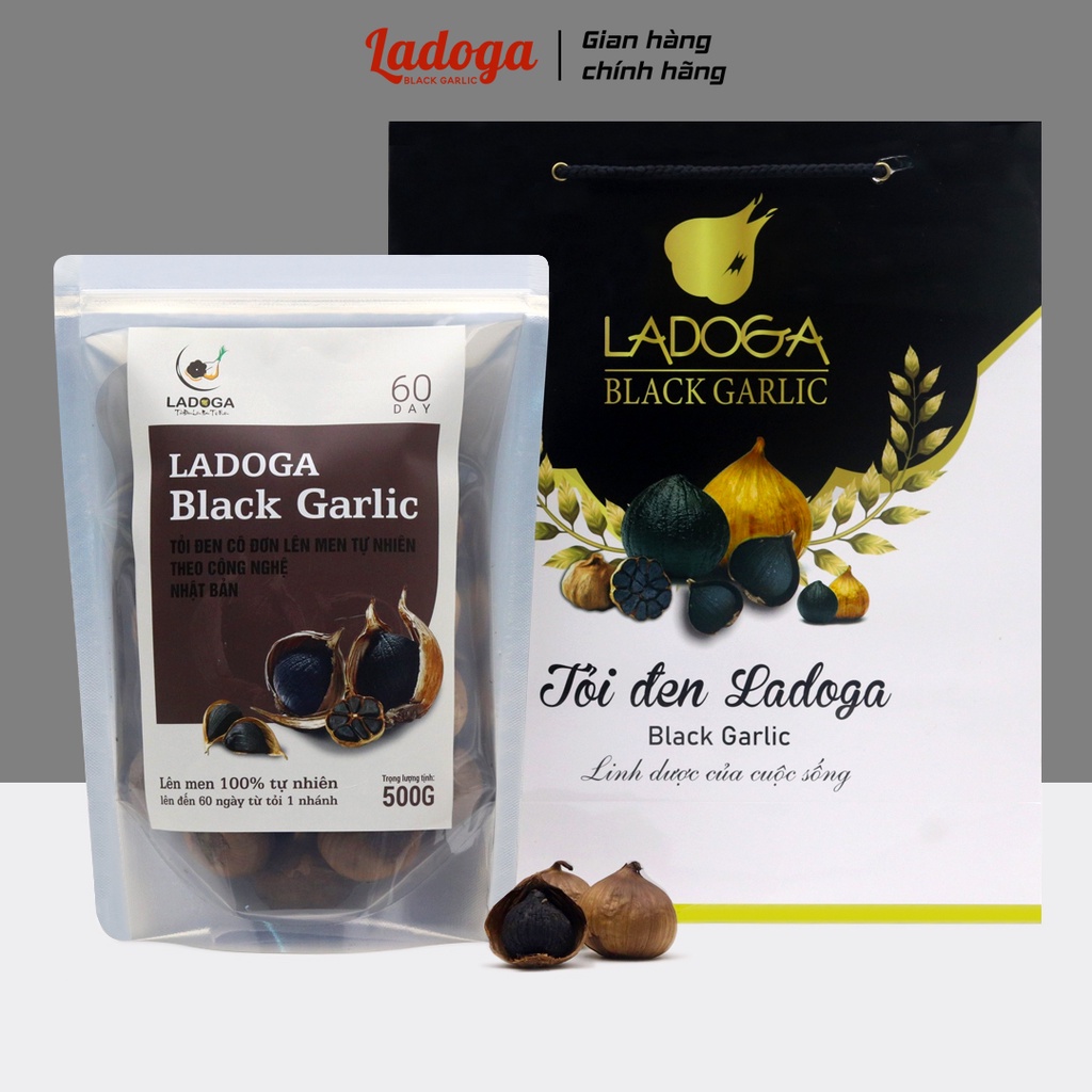 Tỏi đen LADOGA lên men tự nhiên 60 ngày theo công nghệ Nhật Bản đóng 250g và 500g - TỐT CHO SỨC KHỎE