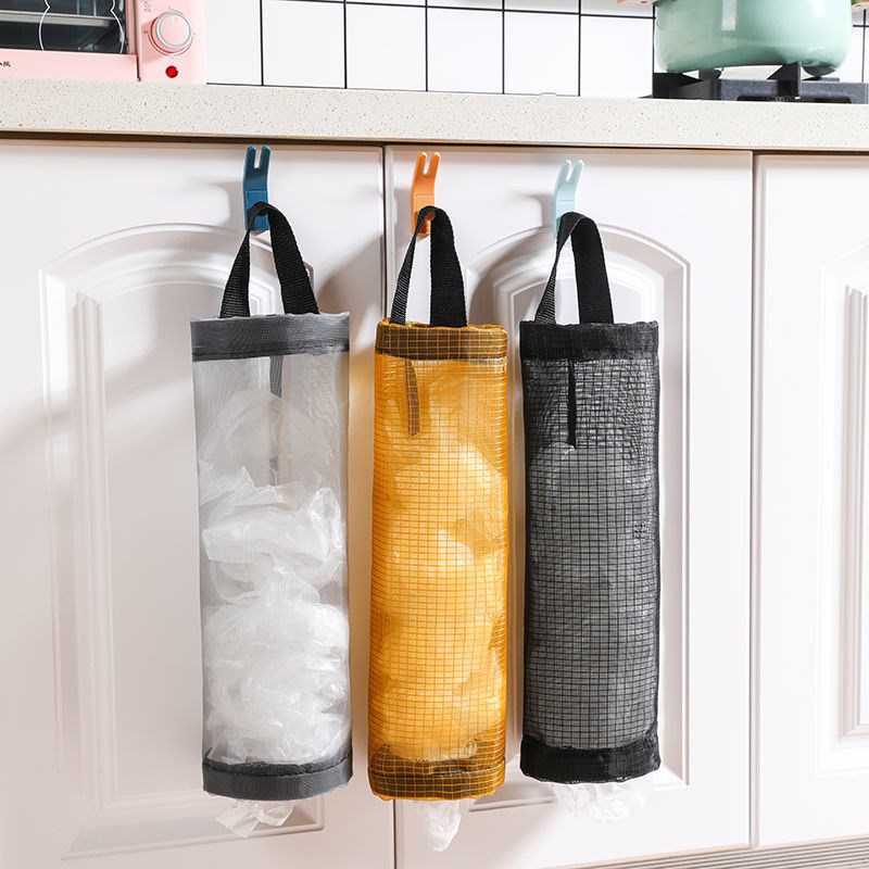 Giỏ đựng túi nilon túi đựng rác giấy vệ sinh treo tường bằng vải lưới bền đẹp (GDT03)