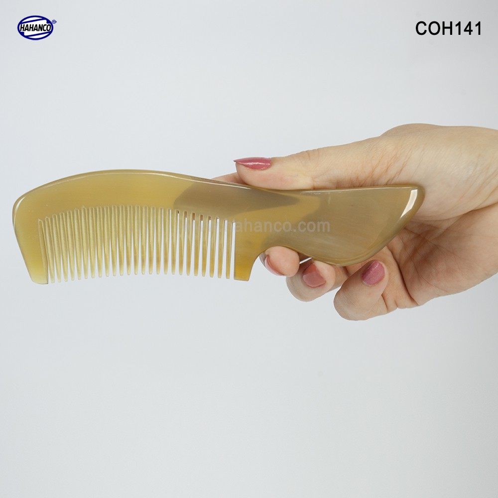 Lược sừng xuất Nhật (Size: M - 16cm) Lược chuôi vát nhỏ có thể bỏ túi - COH141- Horn Comb of HAHANCO - Chăm sóc tóc