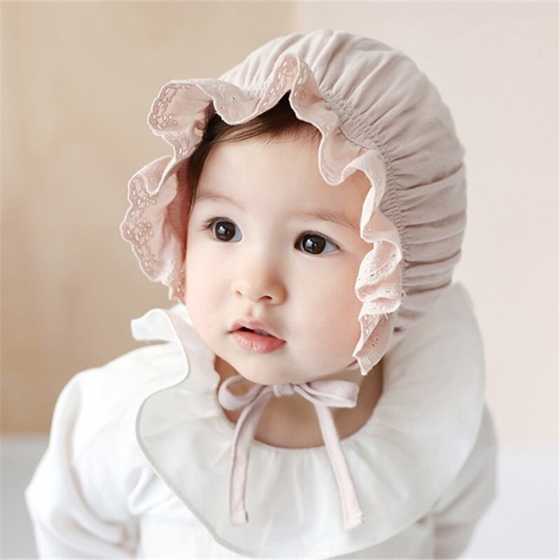 Mũ cotton mềm phối ren che nắng thời trang mùa hè có thể dùng làm đạo cụ chụp ảnh dành cho bé sơ sinh