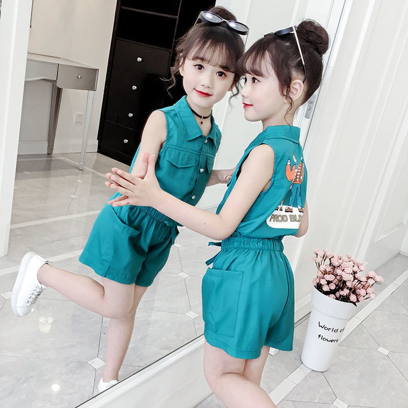 Girls' suit summer clothes 2020 new super western style children's fashion summer net red children's clothes girl shorts two-piece suit