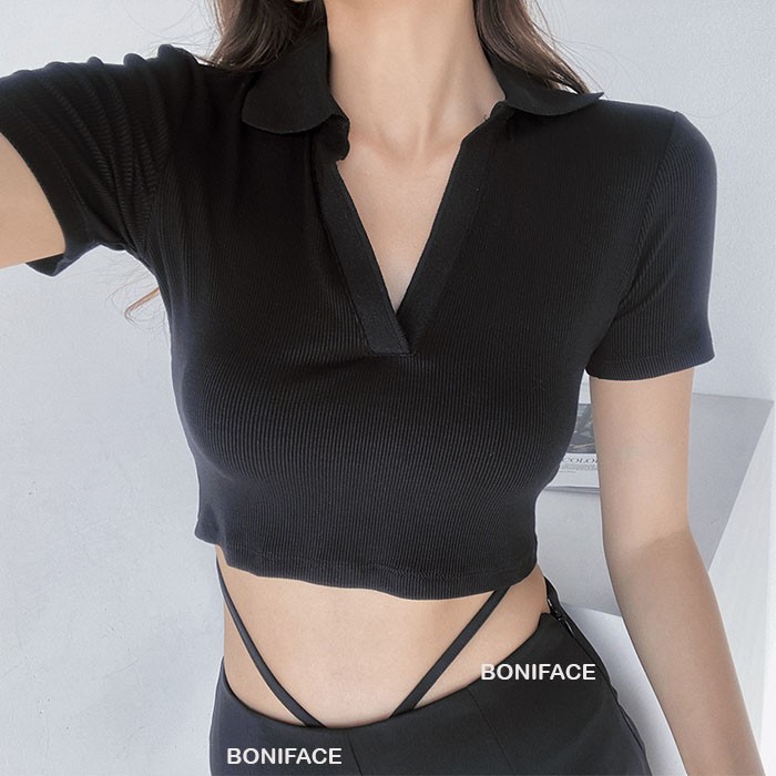 Áo croptop nữ có cổ tay ngắn, Croptop nữ kmềm mịn co giãn 4 chiều