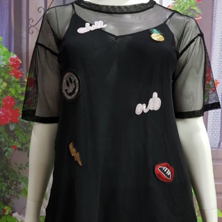 Áo thun lưới big size màu đen nhiều logo size 3XL 75-90kg ảnh thật