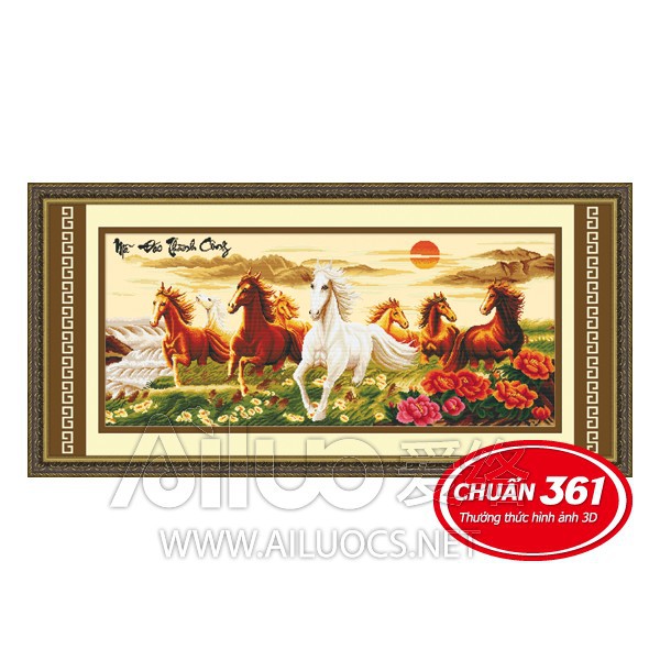 Tranh thêu chữ thập Mã đáo thành công 53302