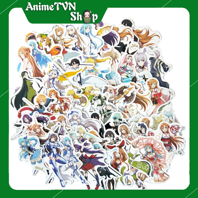 Miếng dán Sticker Anime Manga Sword art Online - SAO trọn bộ 50 hình - In rõ ràng sắc nét khó tróc