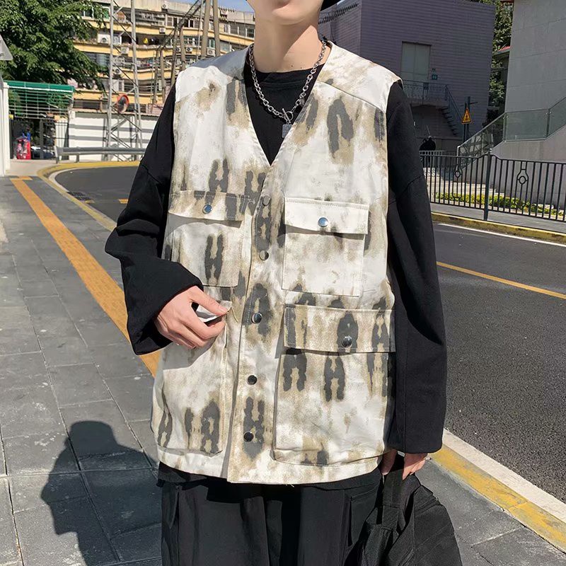 Áo sát nách nhuộm màu phong nam cách hip hop đường phố cho nam và nữ phong cách Hàn Quốc phong cách couple áo gile oversize basic unisex áo vest áo khoác