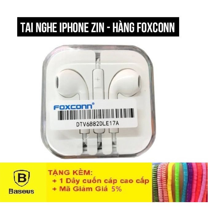 Tai Nghe Nhét Tai Có Mic - Tai Nghe Chính Hãng Foxconn Cho Điện Thoại IP 5,5s,6,6s,6P - Bảo Hành  1 Tháng Lỗi 1 đổi 1