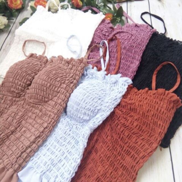 Áo hai dây bánh bèo có sẵn mút ngực nhiều màu HÌNH THẬT - AD129 | BigBuy360 - bigbuy360.vn