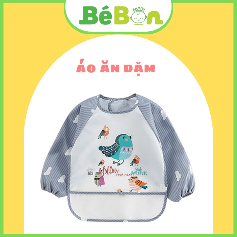 Áo Yếm ăn dặm BLW dài tay chống thấm nước cho bé tập ăn, tập vẽ.