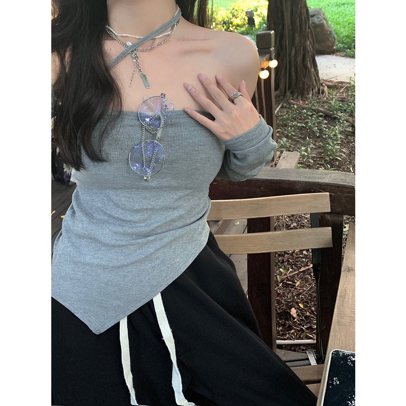 Áo thun COZOK trễ vai tay dài thiết kế quyến rũ cho phái nữ