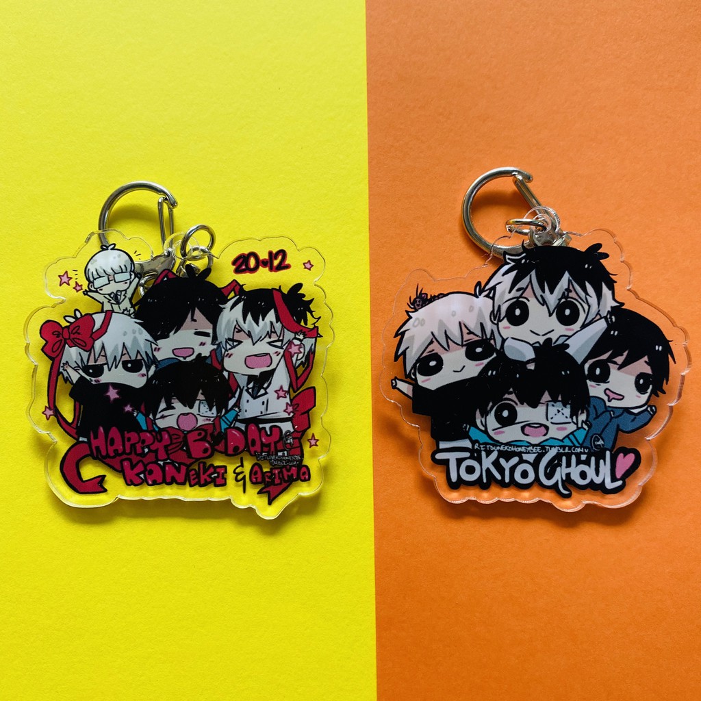 (Mica trong acrylic ) Móc khóa in hình Tokyo Ghoul Ngạ quỷ ver cả nhóm móc treo anime trang trí trưng bày xinh xắn