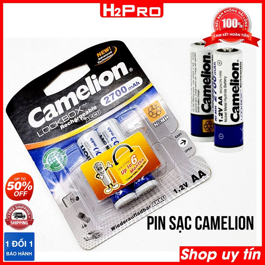 Đôi Pin sạc AA 1.2V Camelion 2700mah, pin sạc aa cho máy ảnh, máy nghe nhạc,..