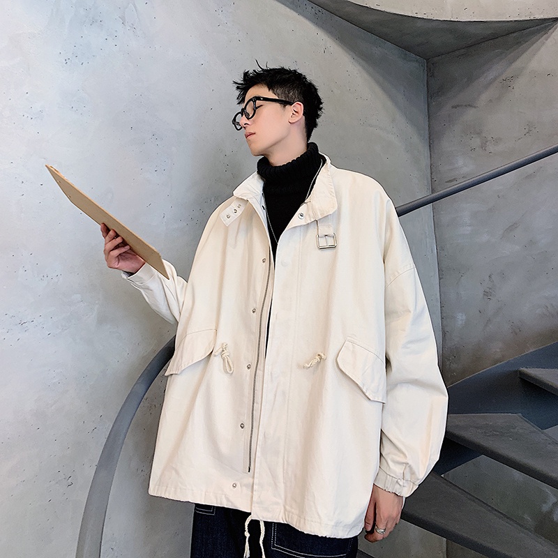 Áo Khoác Túi Hộp Dáng Rộng Màu Sắc Đơn Giản Phong Cách Hàn Quốc Cho Nam Size M-2XL